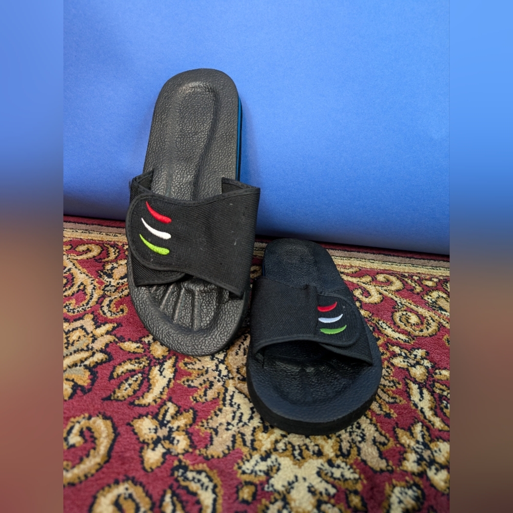Black Sandals / Slides with Velcro strap